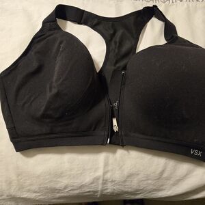 Victoria's Secret Sport Front Closure Zip Sports Black Bra Size 38DD